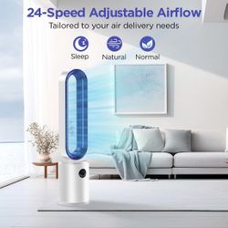Bladeless Tower Fan, 38" Quiet Tower Fan with Remote, 