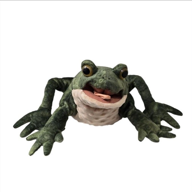 Folkmanis Folktails Green Frog Hand Puppet Plush 7" Stuffed Toad Tree Zoo Animal