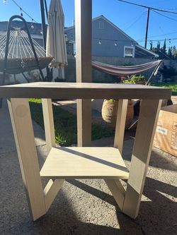 Light Wood Two-Tier Side Table