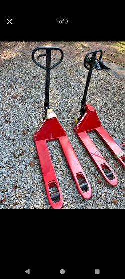 Red narrow Pallet jacks $399-449 ea no less