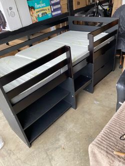 Twin size bed with mattress black