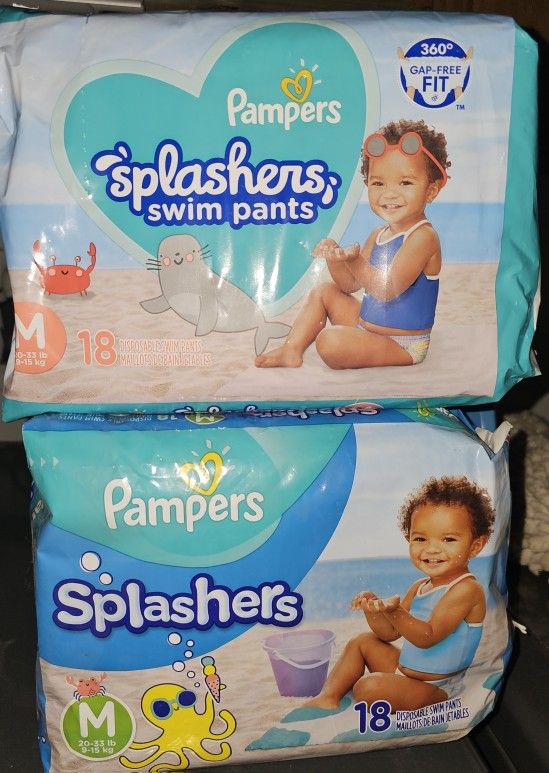 2 New Bags Pampers SWIM PANTS SIZE M