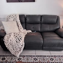 Leather Navy Blue Couch