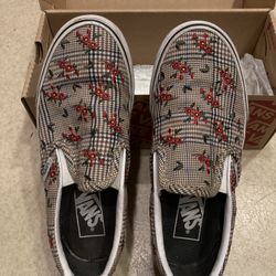 Vans Classic Slip On Glen Plaid Floral Shoes Unisex Size 5/3.5