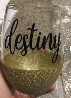 Glitter dipped wine glasses