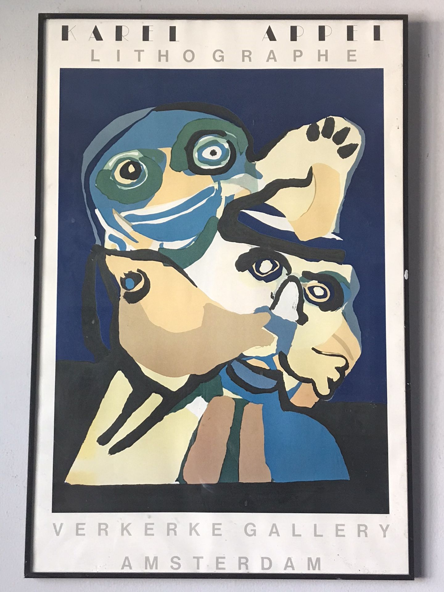 KAREL APPEL EXHIBITION LITHOGRAPH POSTER - MODERN ABSTRACT CUBIST CUBISM VINTAGE
