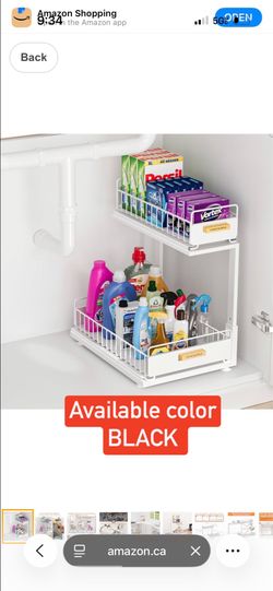 Under Sink Organizer, L-Shaped Pull Out Cabinet Organizer, 2-Tier Under Sink Slide Out Shelf - Metal Sliding Drawer for Kitchen, Bathroom, Pantry Blac
