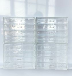 4 set of Acrylic Plastic Makeup Drawers Vanity Jewelry Organizer