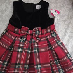 Baby Girl's Plaid Velvet Dress Size 12M