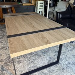 Walker Edison Industrial Metal Wood Rectangle Kitchen Table (L60"D32"H30")