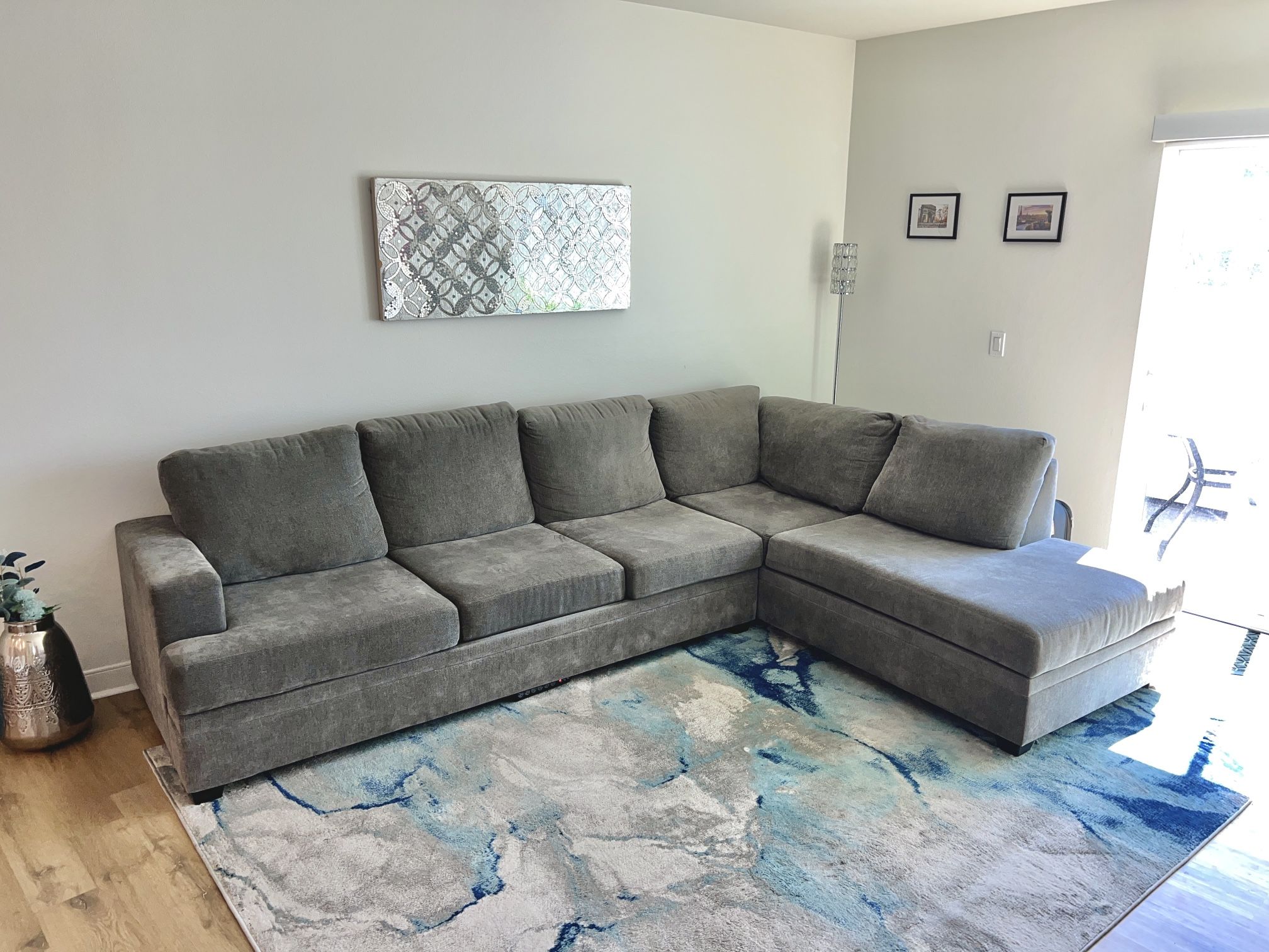 Modern Gray Sectional Sofa w/ Chaise - Living Spaces Bonaterra