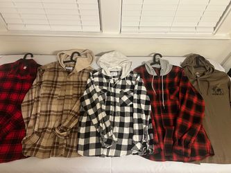 Men’s Large Flannel & Hooded Shirt Lot – Hurley, Old Navy + More – 5 Pieces