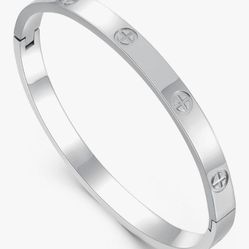 Friendship Love Bracelet for Women - 18K Gold Plated Titanium Steel Cuff Bangle | Cubic Zirconia Jewelry Gift, Simple & Durable Everyday Wear (S Size)