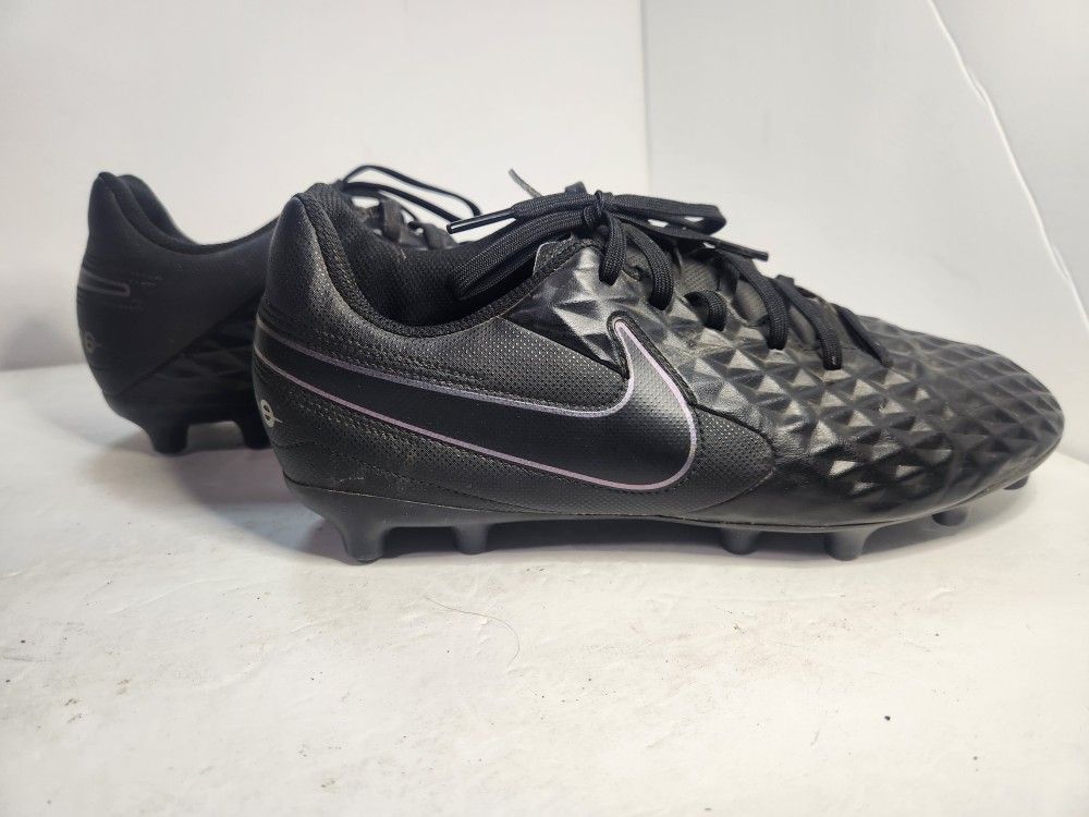 Black Nike Tiempo Soccer Cleats Men's 7.5 Futbol Shoes Grass Lace-Up Sports