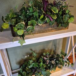 Brass Planters With Artificial Plants L 25"1/2, Each  $25