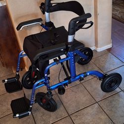 ELENKER All Terrain Rollator Walker Transport Wheelchair Combo