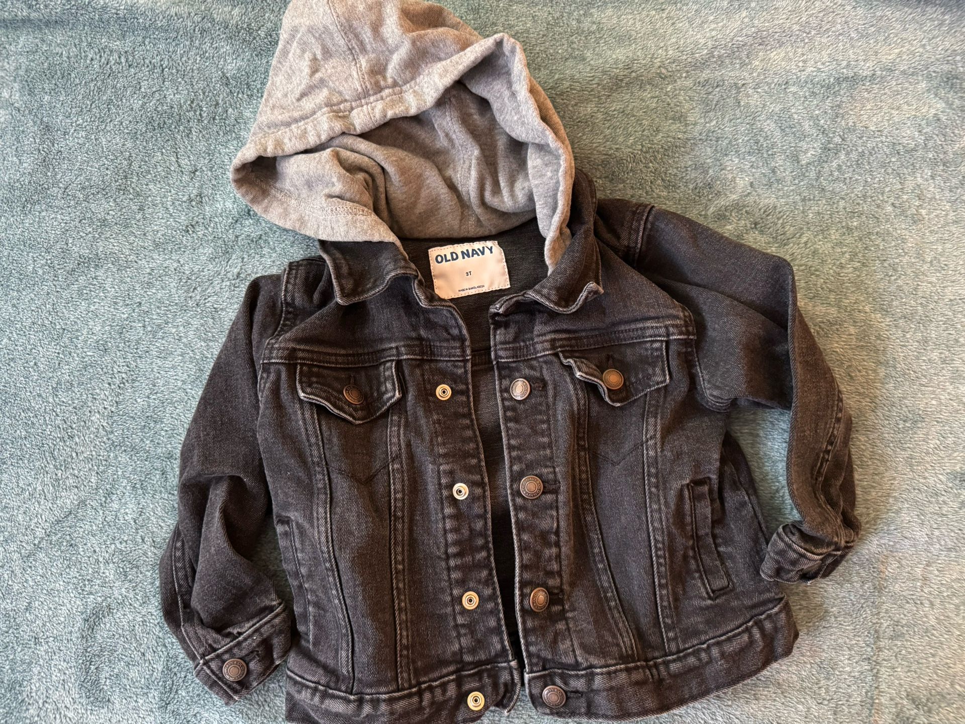 Old Navy Black Denim Hooded Jacket 3T