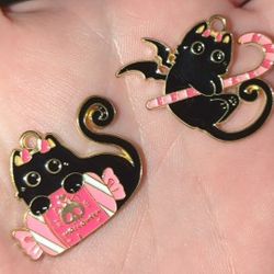 14 Pieces Of Jewelry Making Charms Black Cat Halloween Christmas Candy