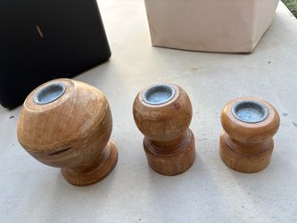 Set of 3 Wooden Candle Holders