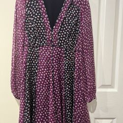 Diane von Furstenberg Purple/Black/white Dot Dress size 2