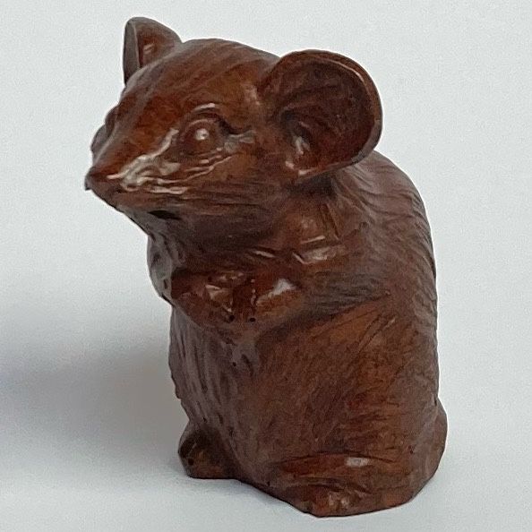 Vintage Red Mill Manufacturing Carved Pecan Resin Mouse