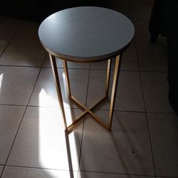 Marble-like And Gold Side Table 