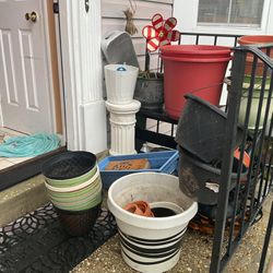 Many Garden Items, A Lot Of Plants Pots, Shelves, Tables, Decorative Items And More (NO SHIPPING)