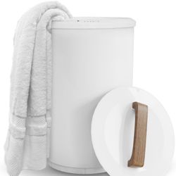 SAMEAT - Heated Towel Warmers for Bathroom - Large Bucket-Style Towel Warmer, Wooden Handle, Automatic Shut-Off