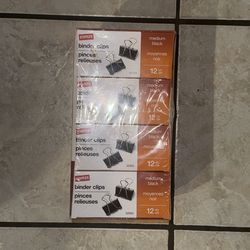 Staples Medium Binder Clips Bulk Lot 144 Count Black Paper Clamps Office Supplies