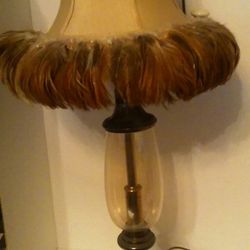 Vintage Lamp with real feathers