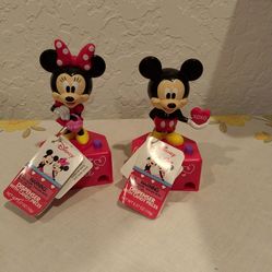 Vintage Disney Mickey & Minnie Mouse Valentine Candy Dispensers By Galerie Never Used

