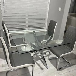 SILVER glass top DINING TABLE 👏🏻💯