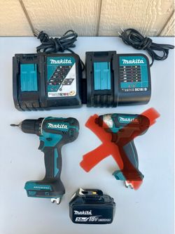 Makita 18V Brushless Drill Driver XFD13 W 18v 3.0 Ah Battery +  2 Chargers Working MAKE OFFER