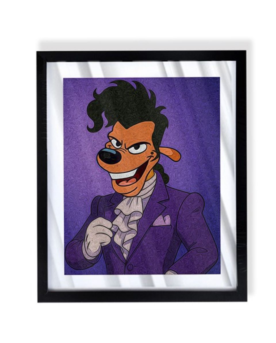 Powerline from A Goofy Movie as Prince in Purple Rain Custom art in black frame