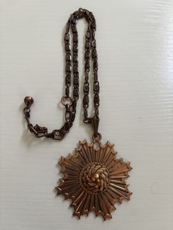 Vintage copper starburst necklace