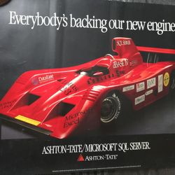 Vintage 1989 Poster Advertising The Ashton-Tate/Microsoft SQL Server Database, Lotus 1-2-3, Borland, Synex, Base IV, 18"x24"
