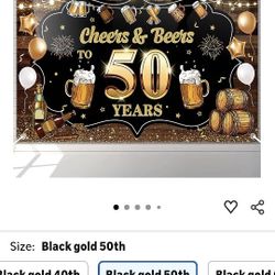 50th Black & Gold Birthday Banner ***Used Once***