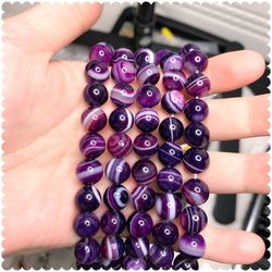 Purple Stripes Agate 10mm Loose Beads (1 strand/15”-16”