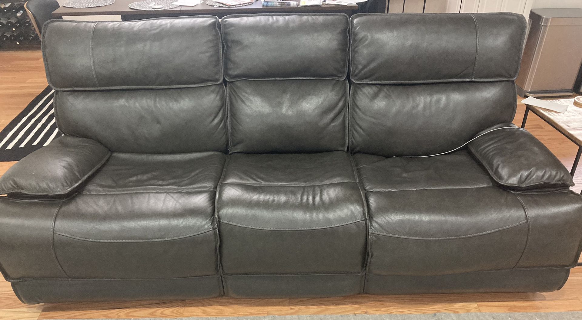 Power Reclining Leather Couch And Loveseat With USB Ports