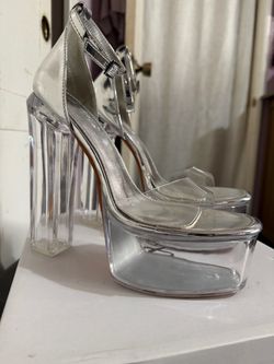 Clear and silver high heel