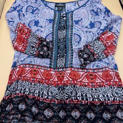 Angie Colorful Tunic/blouse Size Medium 