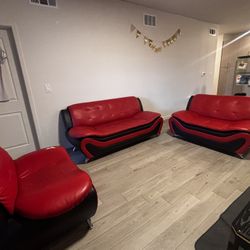 Three Red Couch Set 