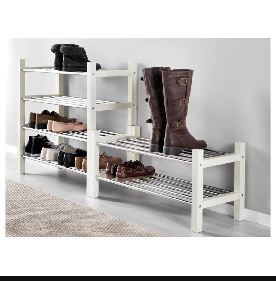 IKEA Tjusig White Shoe Rack Set Of 3 