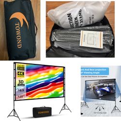 120” Projector Screen w/ Stand — OPEN BOX, Used Once! 