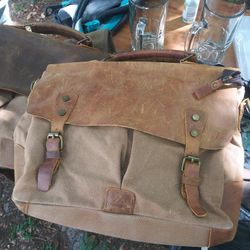 Beautiful Canvas And Leather Messenger Bag