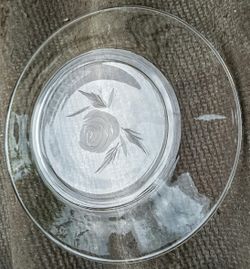 Fostoria etched rose 7.5" salad plates x 7 of them ! No scratches or wear or chips ! Set of 7