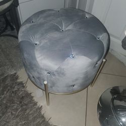Small Chair Gray With Rhinestone Detail New