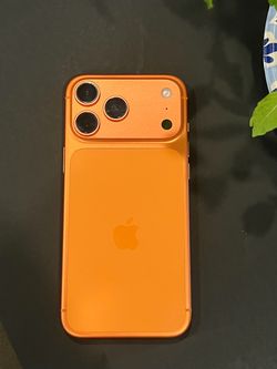 Apple iPhone in Orange Phone Case