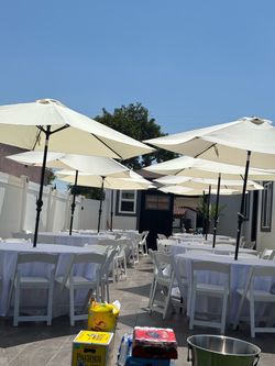 White folding chairs