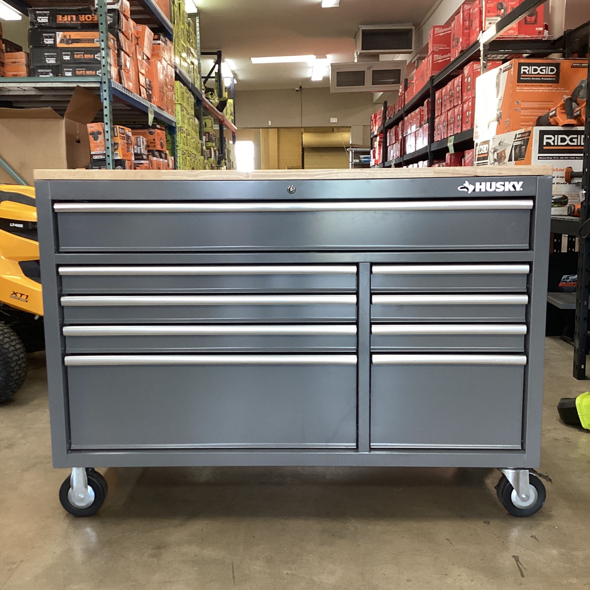 Husky 52 in. W x 25 in. D Standard Duty 9-Drawer Mobile Workbench